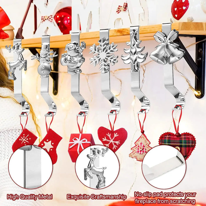 Stainless Steel Christmas Stocking Holder — Mantle Fireplace Hanging Hook