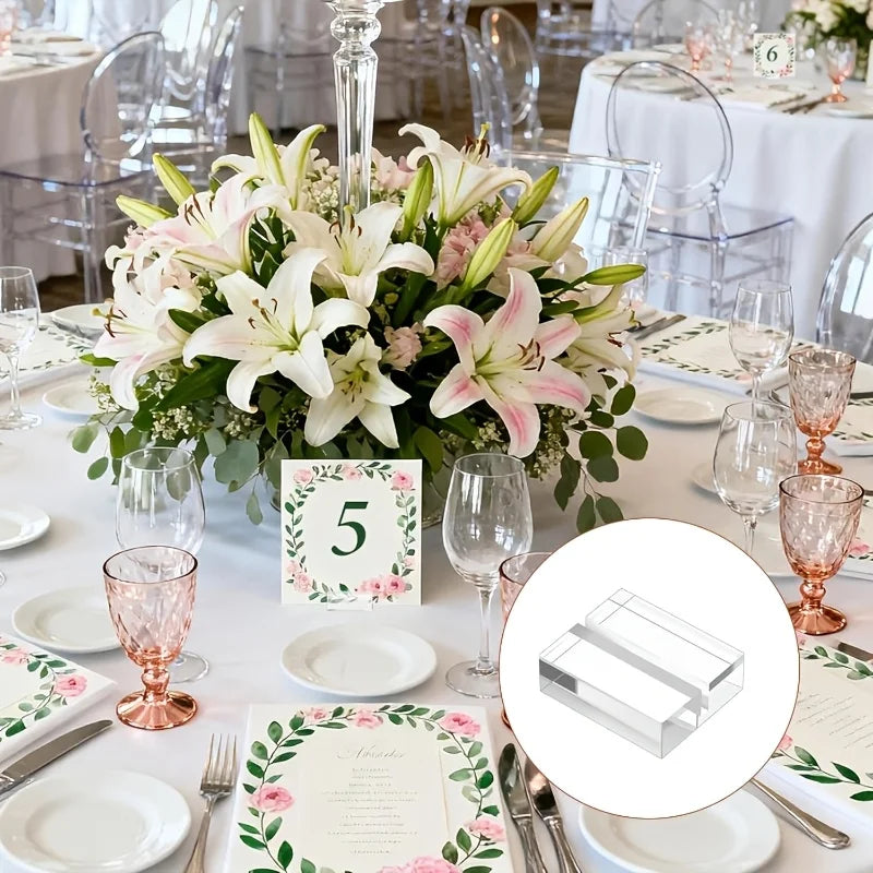 Clear Acrylic Sign Holder — Transparent Display Stand for Weddings & Events
