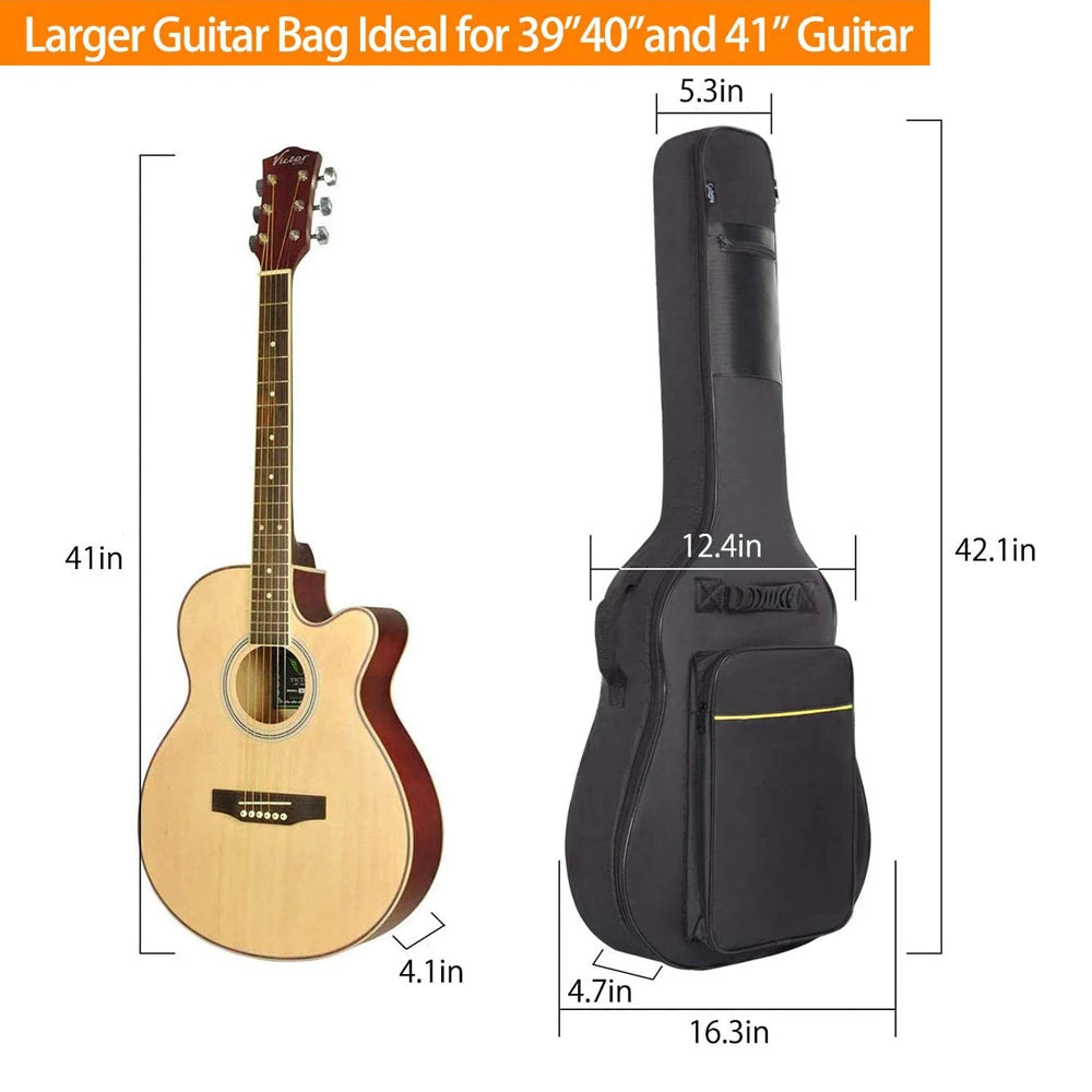 Soft Waterproof Acoustic Guitar Bag — Padded Instrument Case with Double Straps