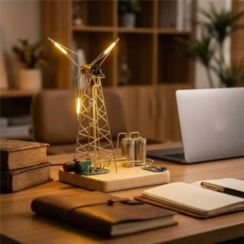 Mechanical Windmill DIY Craft Kit — Rotating Art Nightlight for Desk Decor