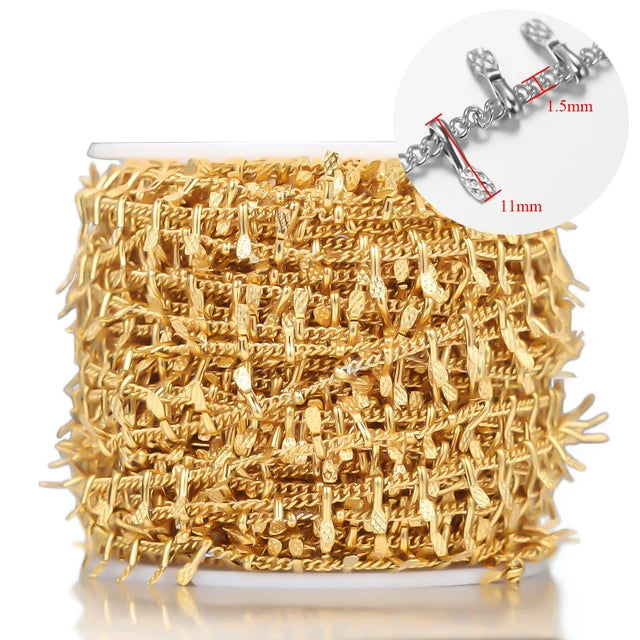 Stainless Steel Jewelry Chain — 1M Gold or Steel Link Chain for DIY Crafts