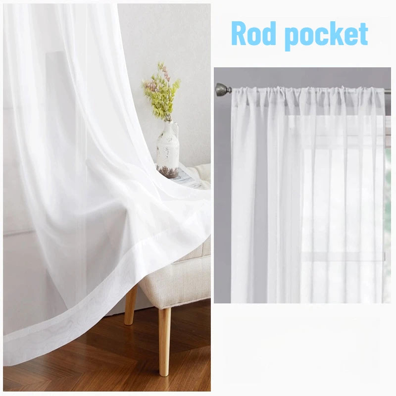 JESSANS White Tulle Wavy Curtains — Luxury Chiffon Sheer Voile for Home Decor