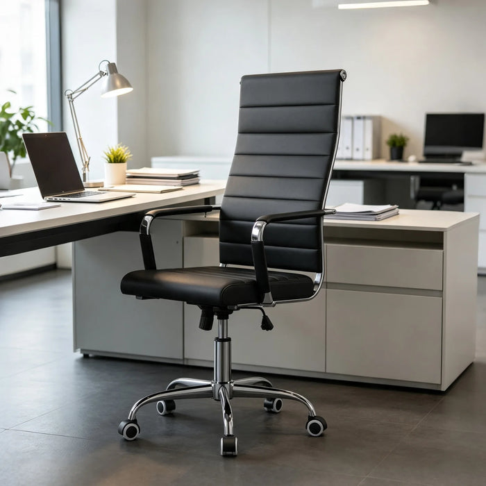 HiMISS Ergonomic Mid Back Office Chair — Adjustable PU Leather Executive Desk Chair