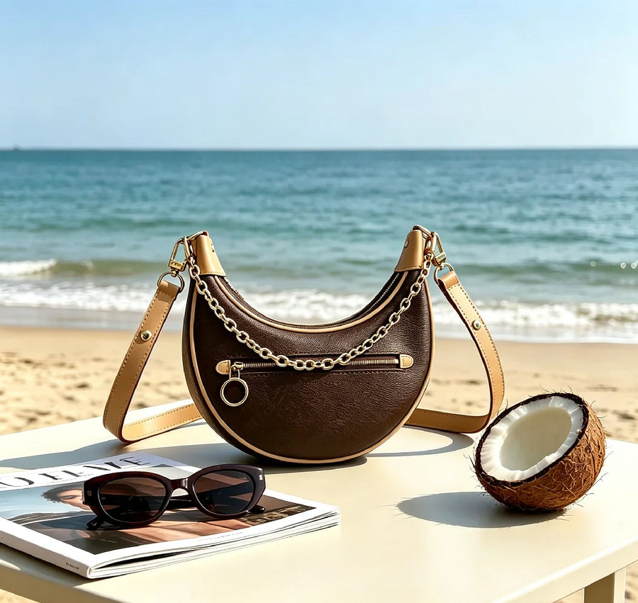Retro Geometric Crossbody Handbag — Multi-Layer PU Leather Messenger Bag