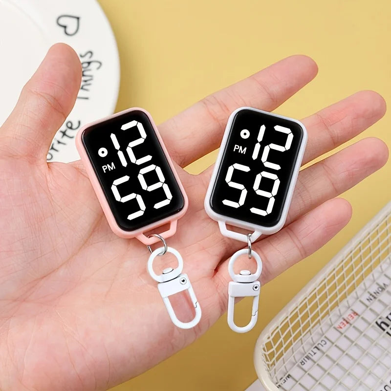 Digital LED Keychain Pocket Watch — Luminous Touch Display Pendant