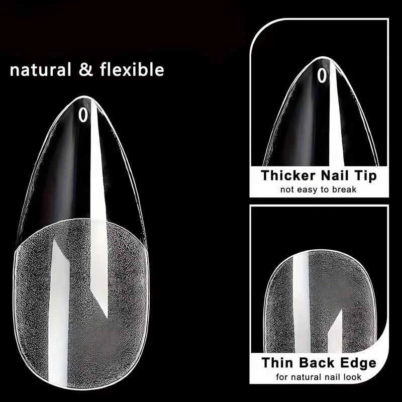 600 Pointed Nail Tips — Semi-Matte Full Coverage False Nails