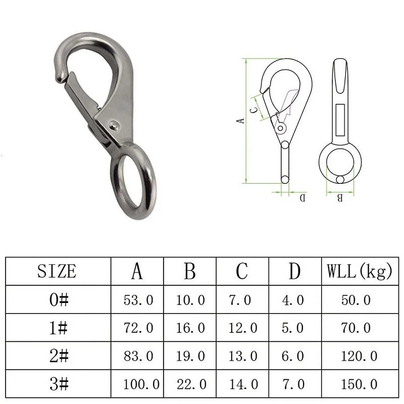 BOATXTD Stainless Steel Spring Snap Hook — Heavy Duty Marine Hardware