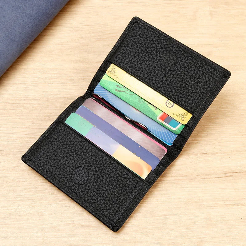 Okli-Rsoe Men's Genuine Leather Wallet — Slim Magnetic Money Clip & Coin Pocket