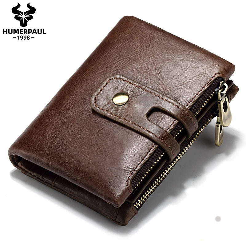 HUMERPAUL Retro Genuine Leather Wallet — RFID Blocking Bifold Coin Purse