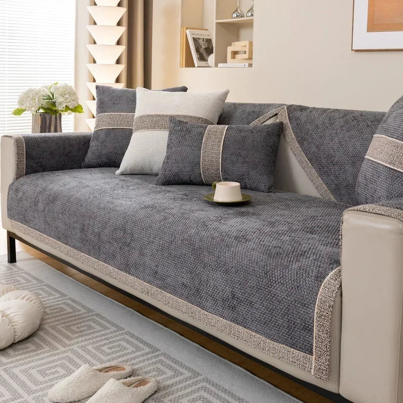 Luxury Chenille Sofa Pad — Non-Slip Protective Couch Cover