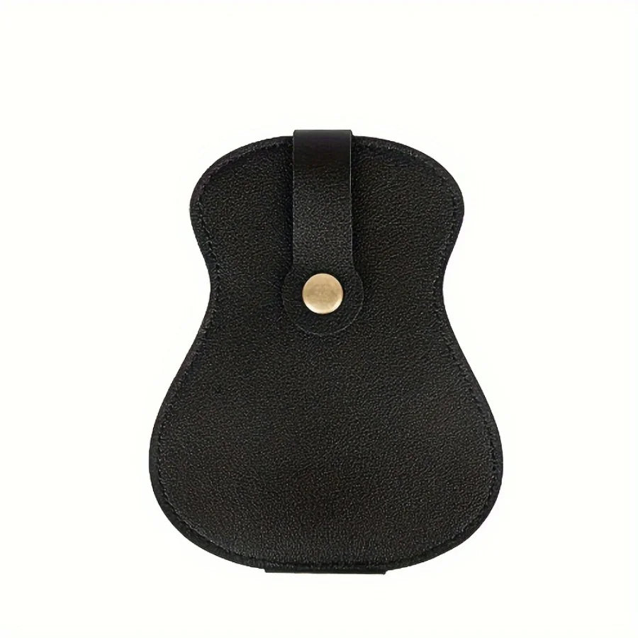 Guitar Shape Pick Storage Bag — Leather Pouch for 18 Picks