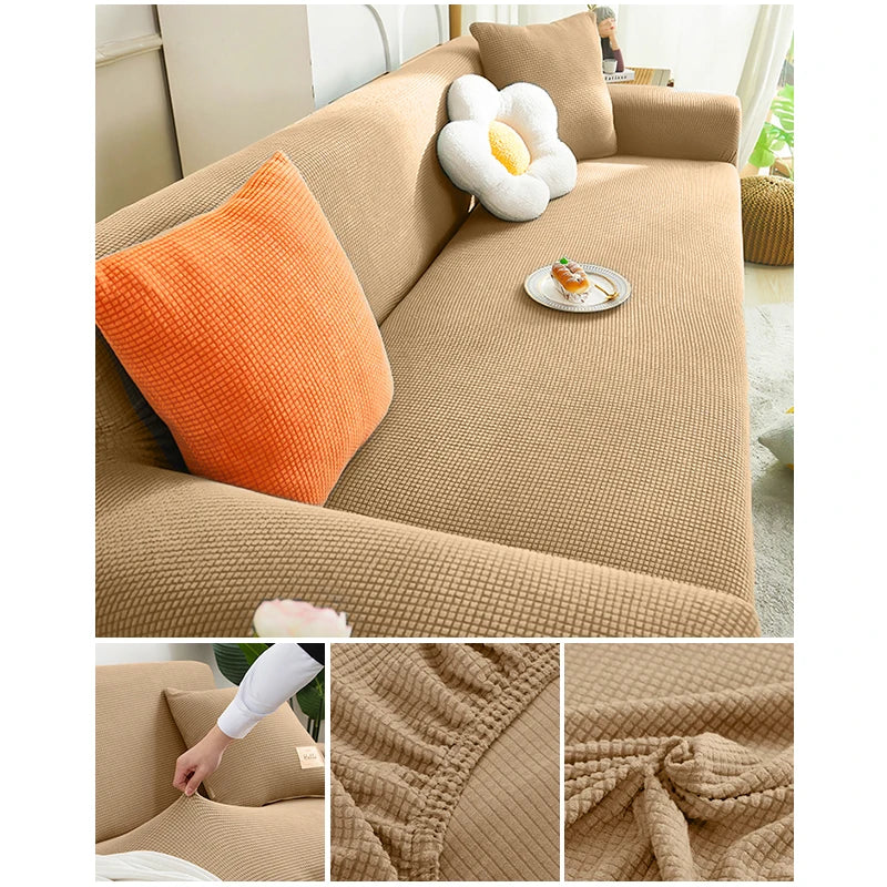 Elastic Jacquard Fabric Sofa Cover — Stretchable Slipcover for Living Room