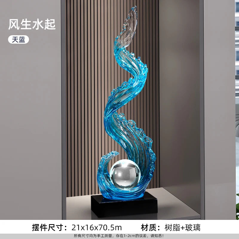 Abstract Resin Sculpture Decor — Modern Vertical Art for Living Room