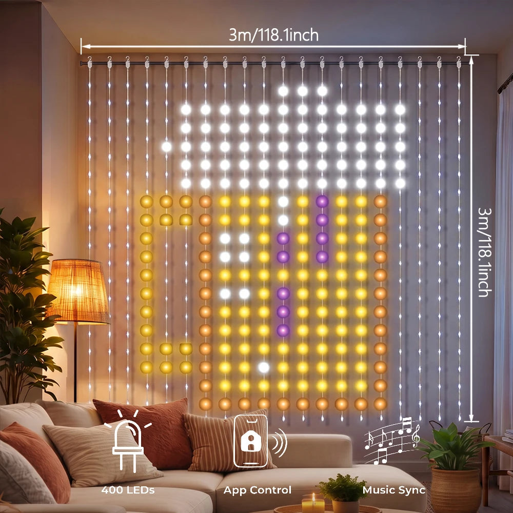 MIMIRGB Smart LED Curtain Lights — RGB Color Changing App Controlled Decor