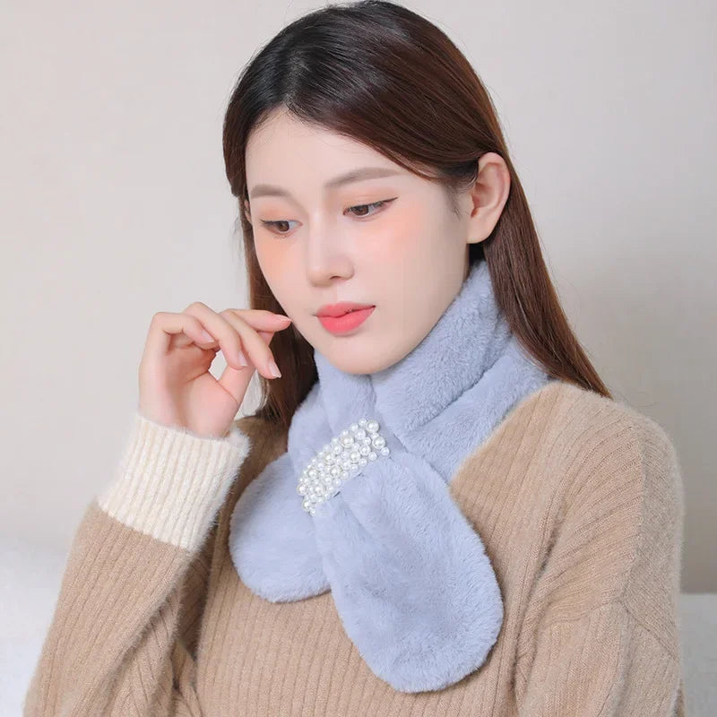 Faux Rabbit Fur Neck Scarf — Soft Plush Winter Warmer & Windproof Accessory