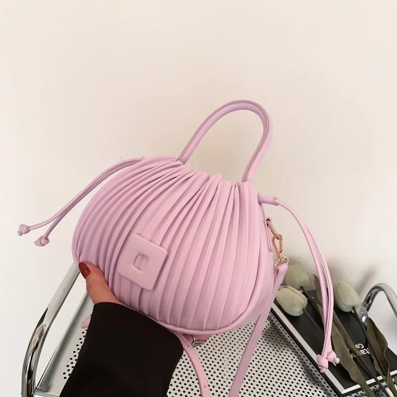 weixier Vintage Crossbody Bag — Ruched PU Leather Shoulder Handbag