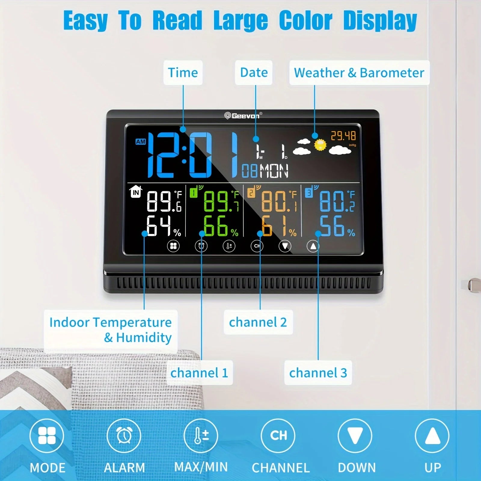 Geevon Weather Station — Digital Temperature Humidity Meter