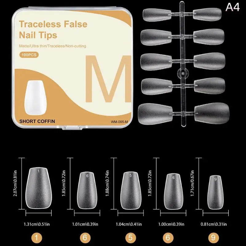 100PCS Clear False Nail Tips — Full Cover Press-On Extensions