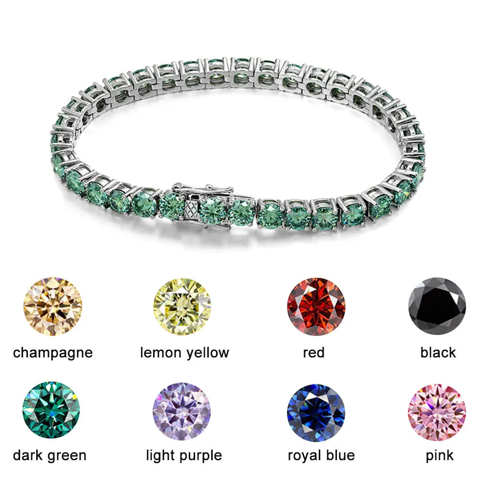 knobspin Green Moissanite Tennis Bracelet — VVS1 Lab Diamond Jewelry