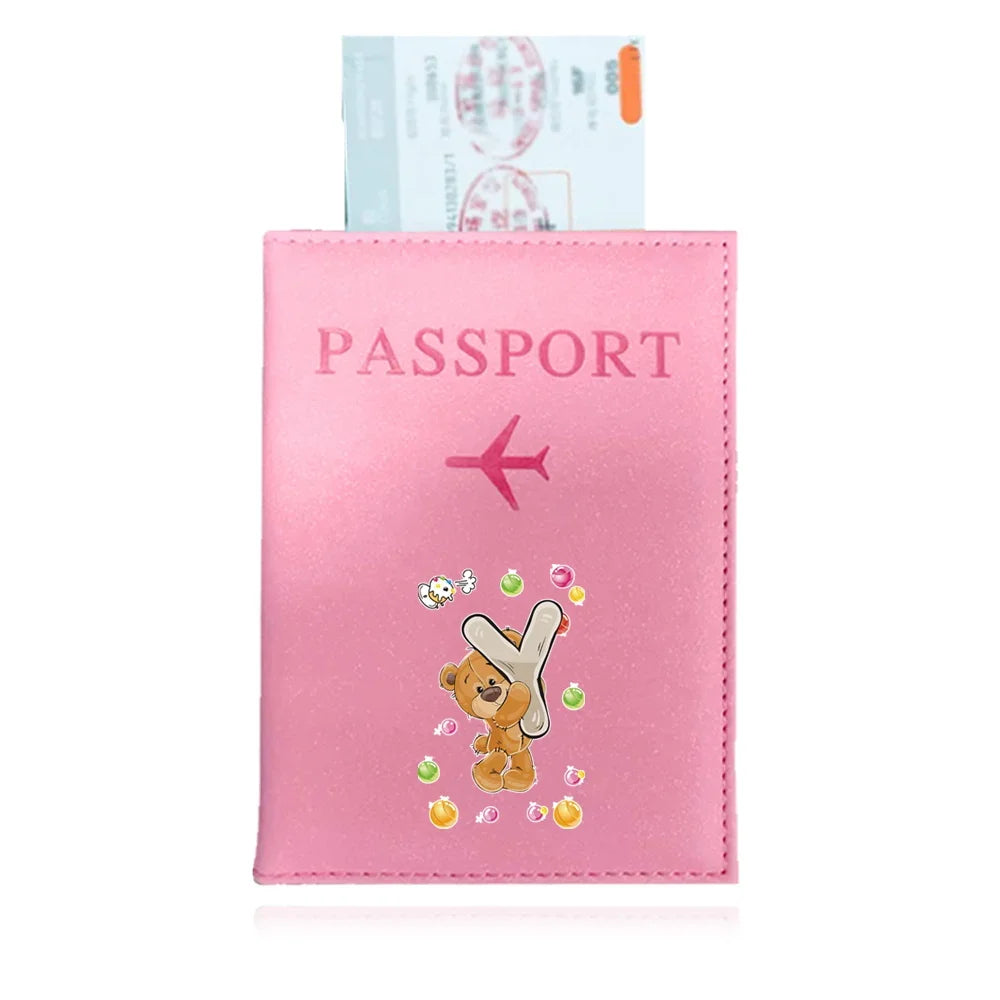 Bear Pattern Passport Cover — Protective PU Leather Travel Holder