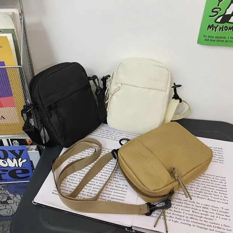 Canvas Messenger Sling Bag — Compact Crossbody Shoulder Pouch