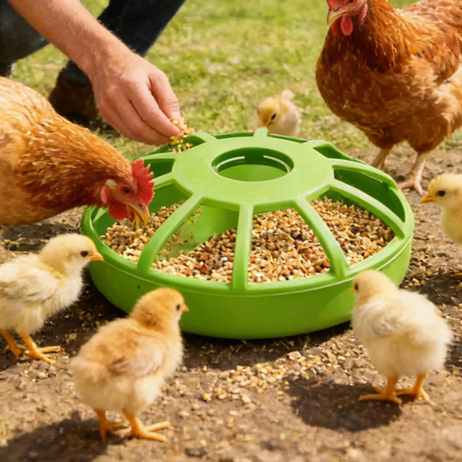 Spill-Proof Poultry Feeder — UV-Resistant Food Dispenser for Birds