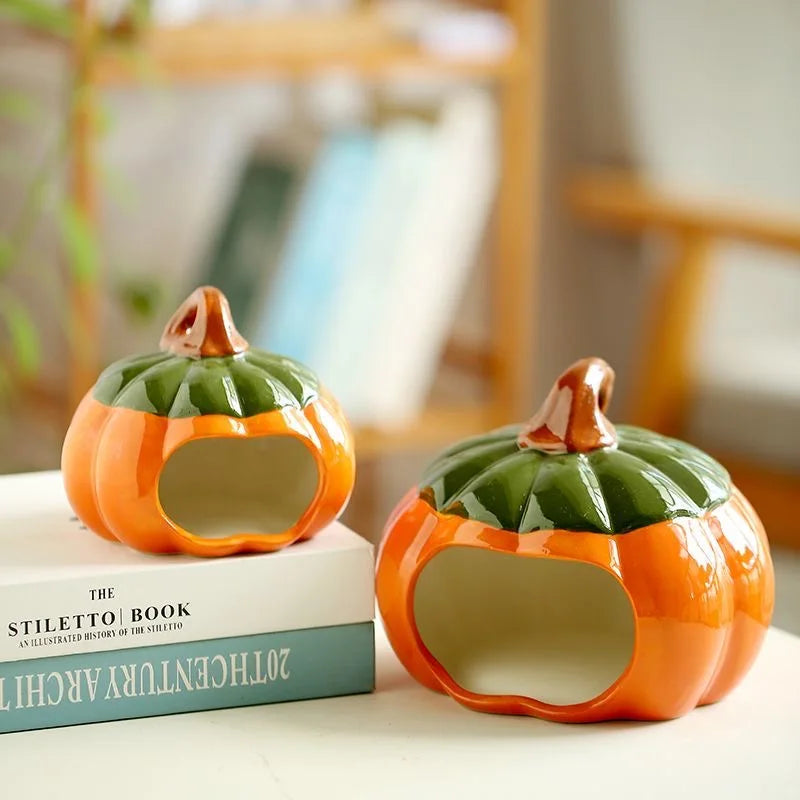 Ceramic Pumpkin Pet House — Cozy Hideout for Small Animals