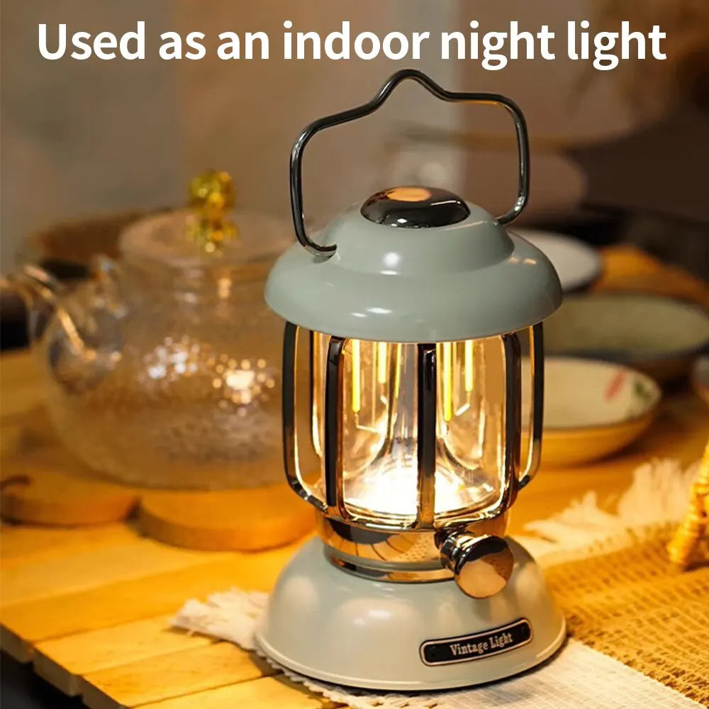 GGBEE Vintage LED Camping Lantern — USB Rechargeable Retro Nightlight