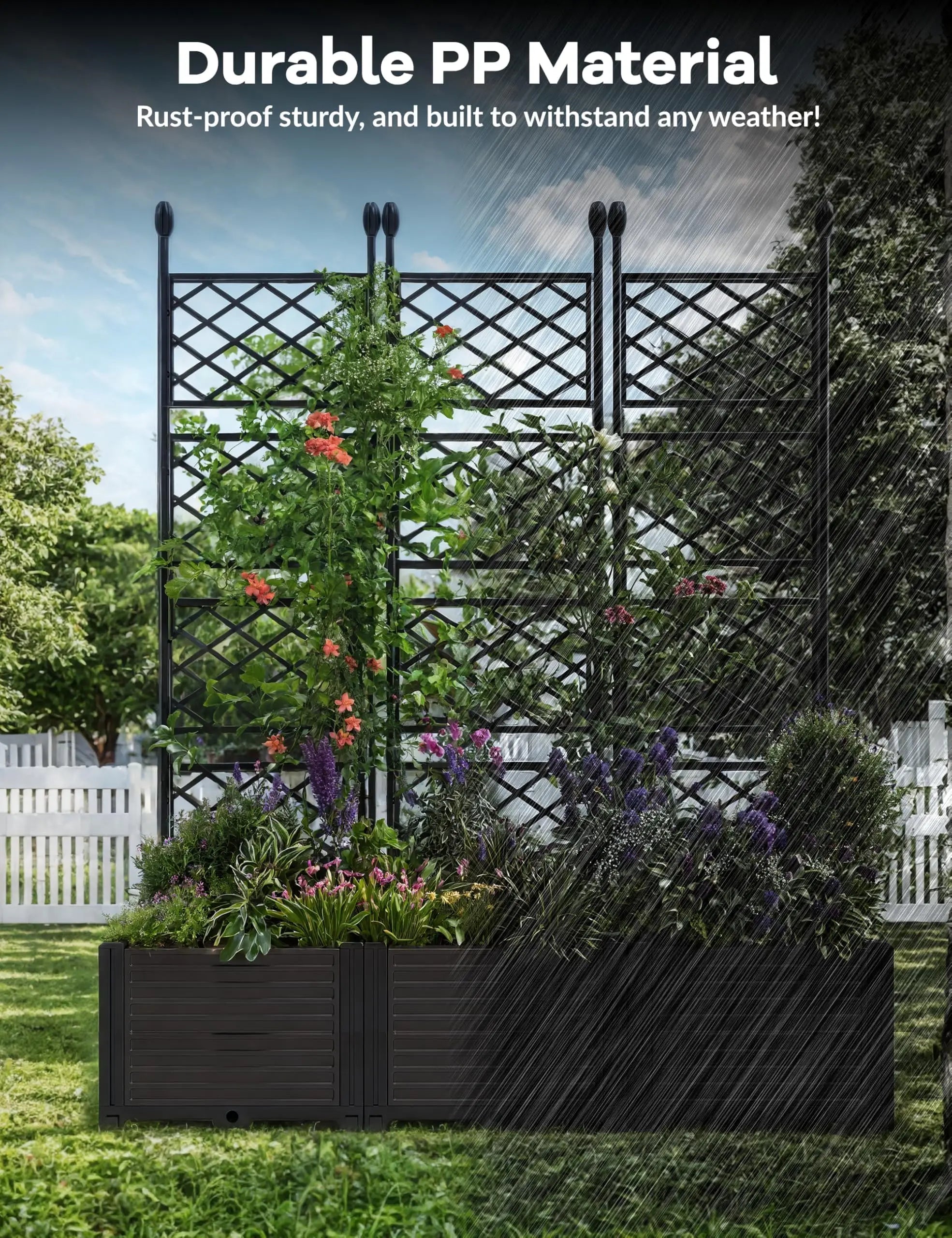 HiMISS Raised Garden Bed with Trellis — Outdoor Planter for Climbing Plants