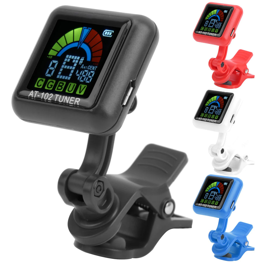 Rechargeable Clip-On Musical Instrument Tuner — High Definition Color Screen