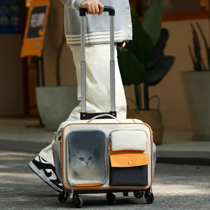 Multi-Functional Pet Carrier Trolley — Portable Backpack and Luggage Bag
