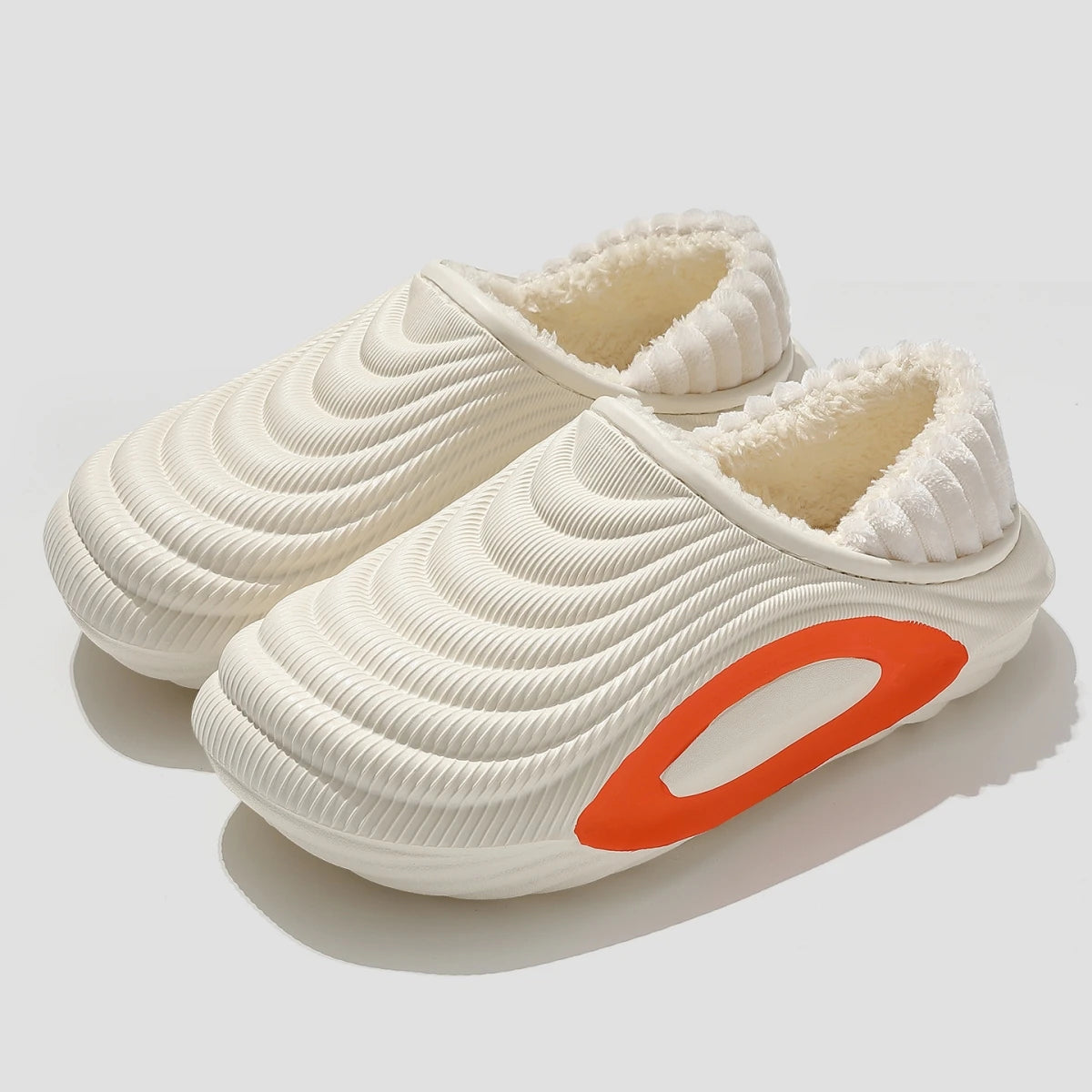 Wave Textured Thermal Men's Slippers — Cozy Plush Lined Indoor Outdoor Shoes