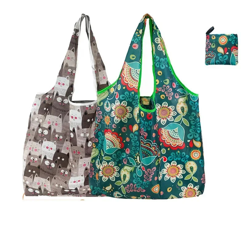 eTya Reusable Floral Shopping Bag — Foldable Large Capacity Tote