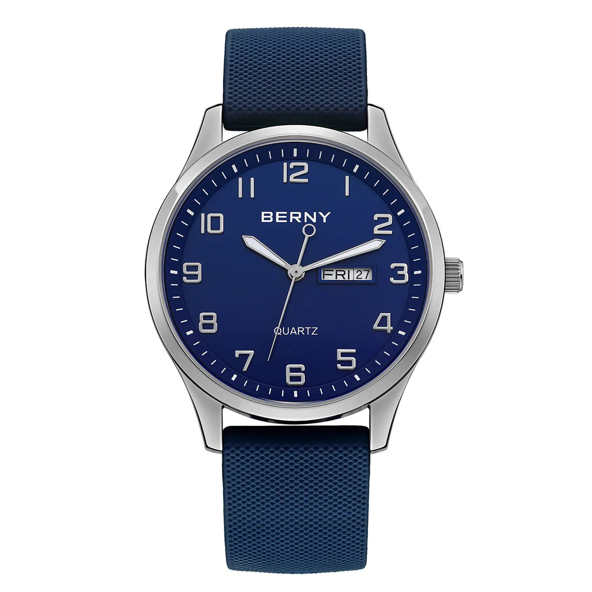 BERNY Men's Quartz Sport Watch — Casual Silicone Strap with Calendar
