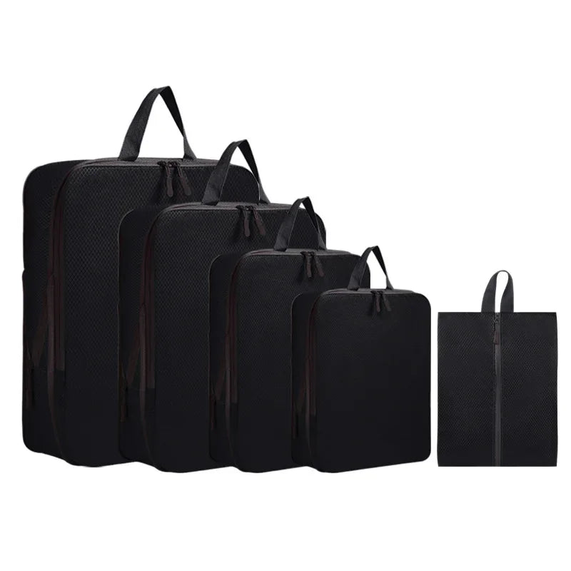 Luggage Organizer Set — Compressible Travel Packing Cubes with Handbag