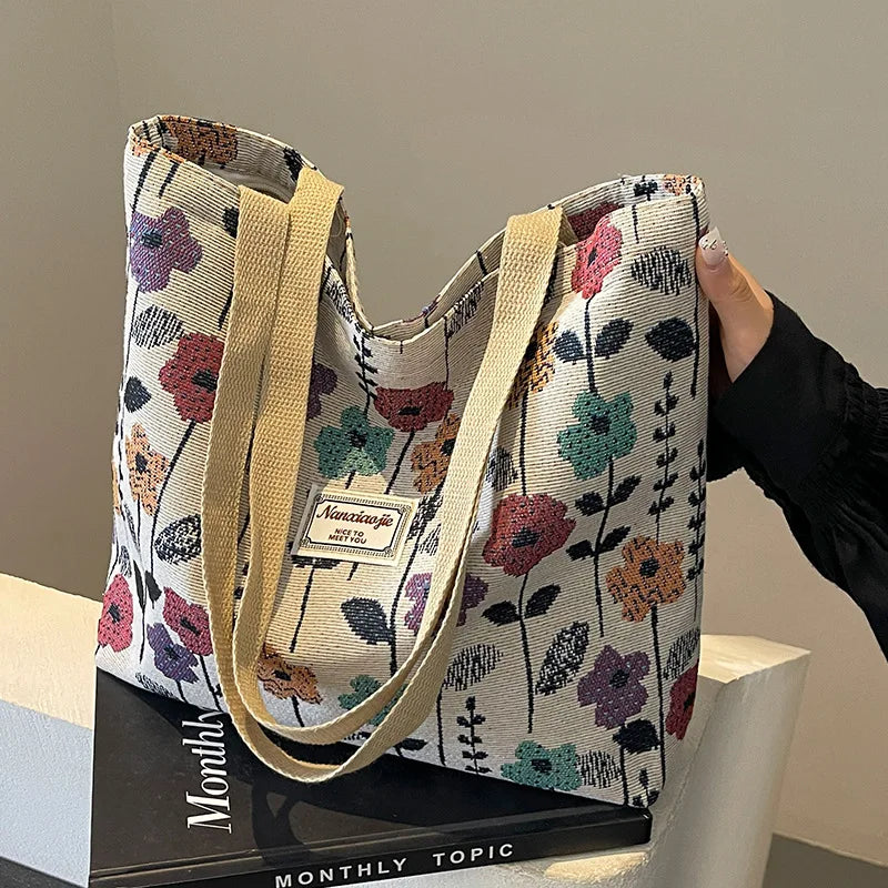 macroupta Women's Canvas Tote Bag — Spacious Shoulder Bag with Zipper