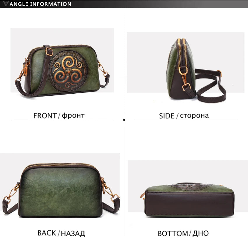 SZHIY Retro Floral Shoulder Bag — 3D Embossed Crossbody Purse