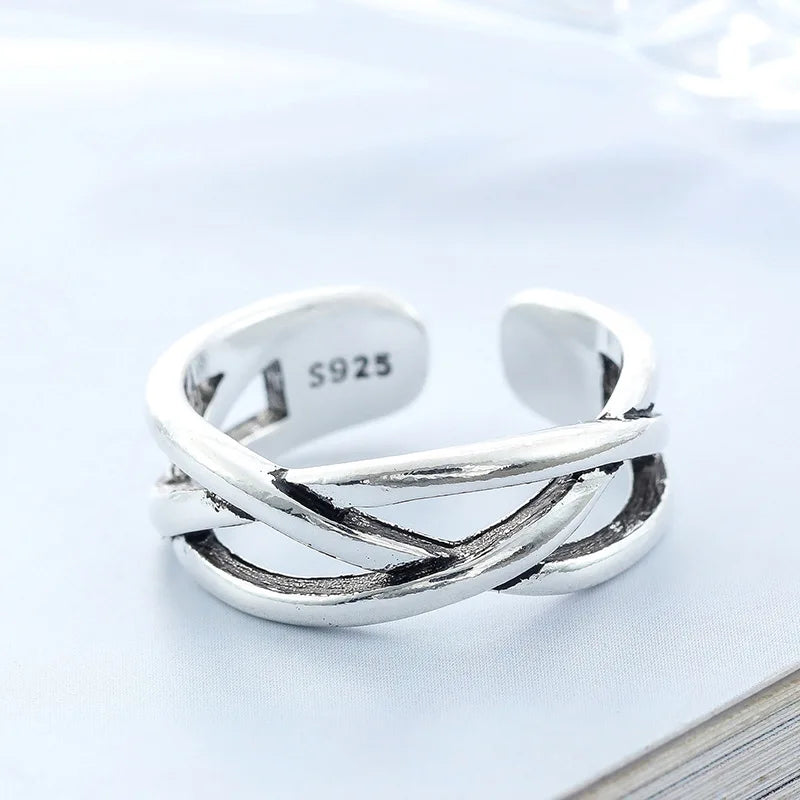 Sterling Silver Overlapping Ring — Elegant Cocktail Jewelry for Women