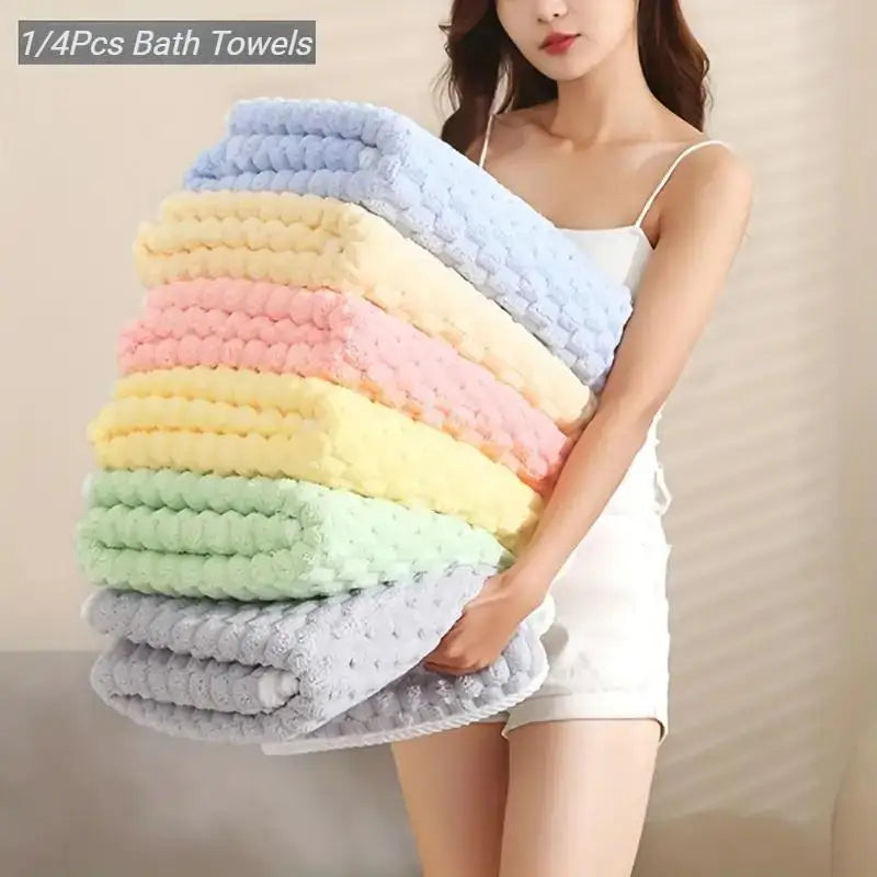 Ultra-Soft Coral Velvet Bath Towel — Quick Drying & Highly Absorbent