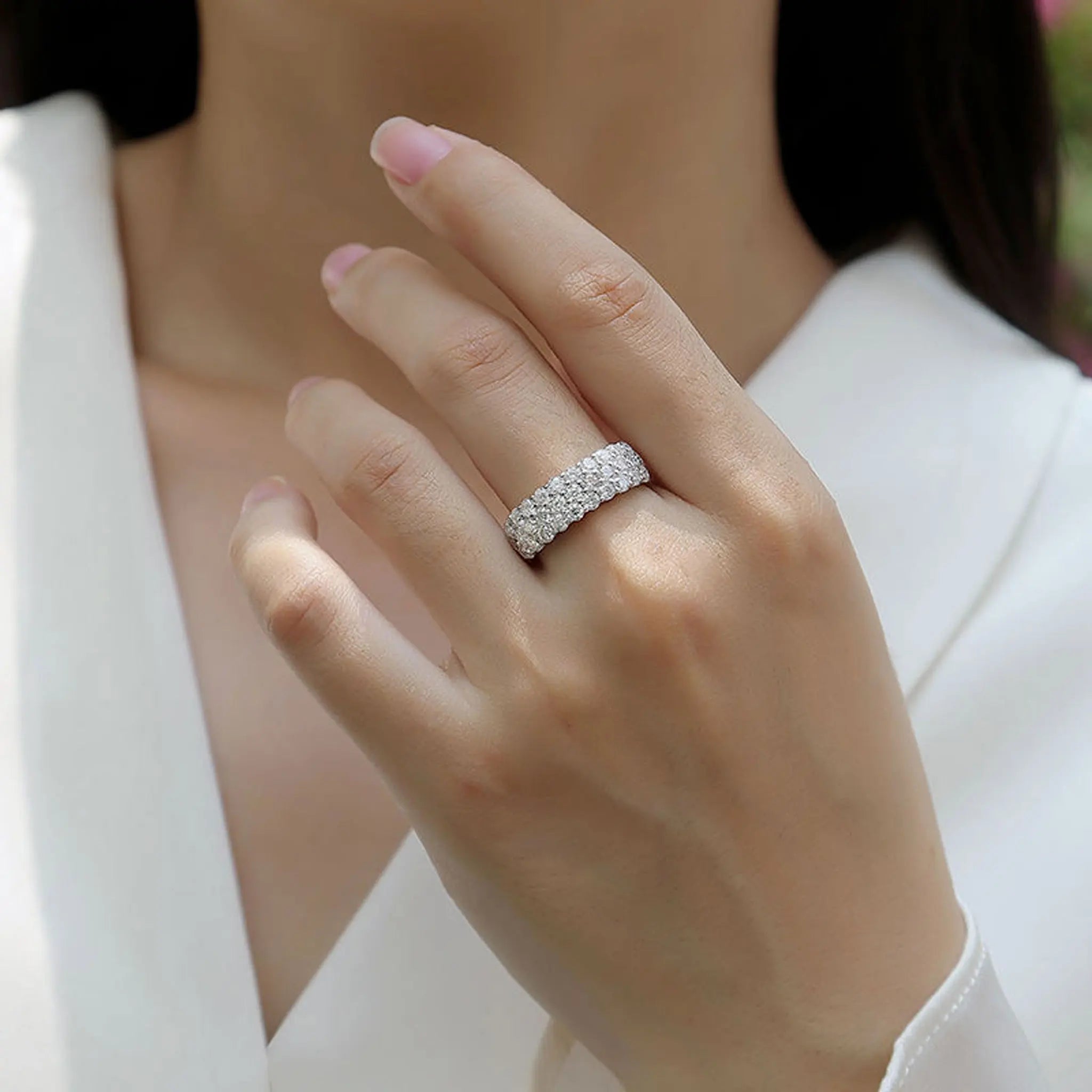 Moissanite Bridal Ring Set — 3-Piece S925 Silver Wedding Jewelry