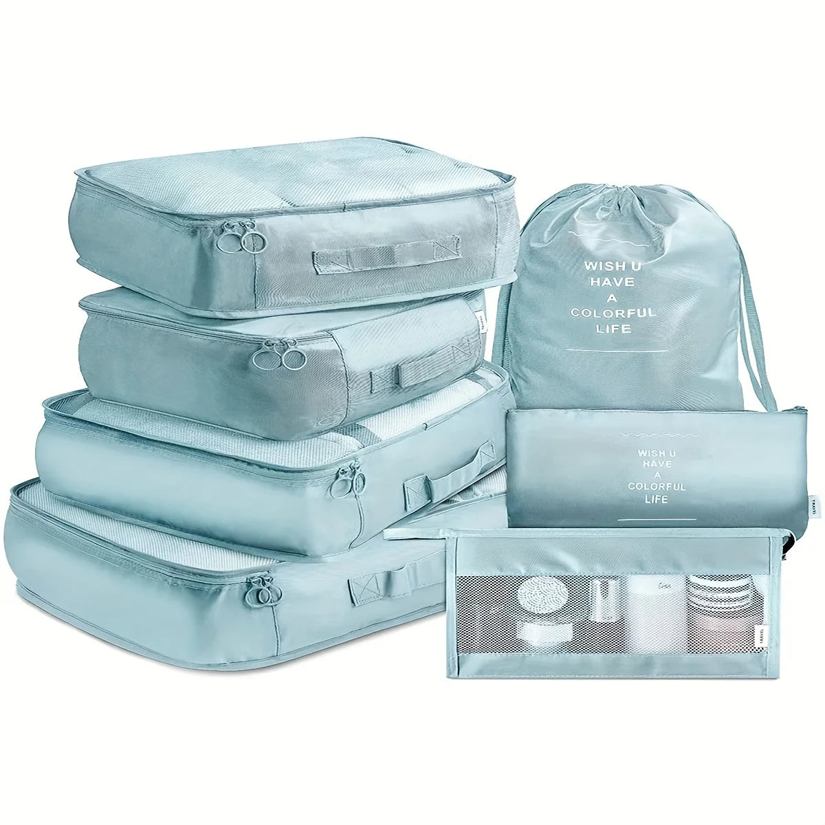 Seven-Piece Travel Storage Bag Set — Luggage Organizer & Clothing Sorting Kit
