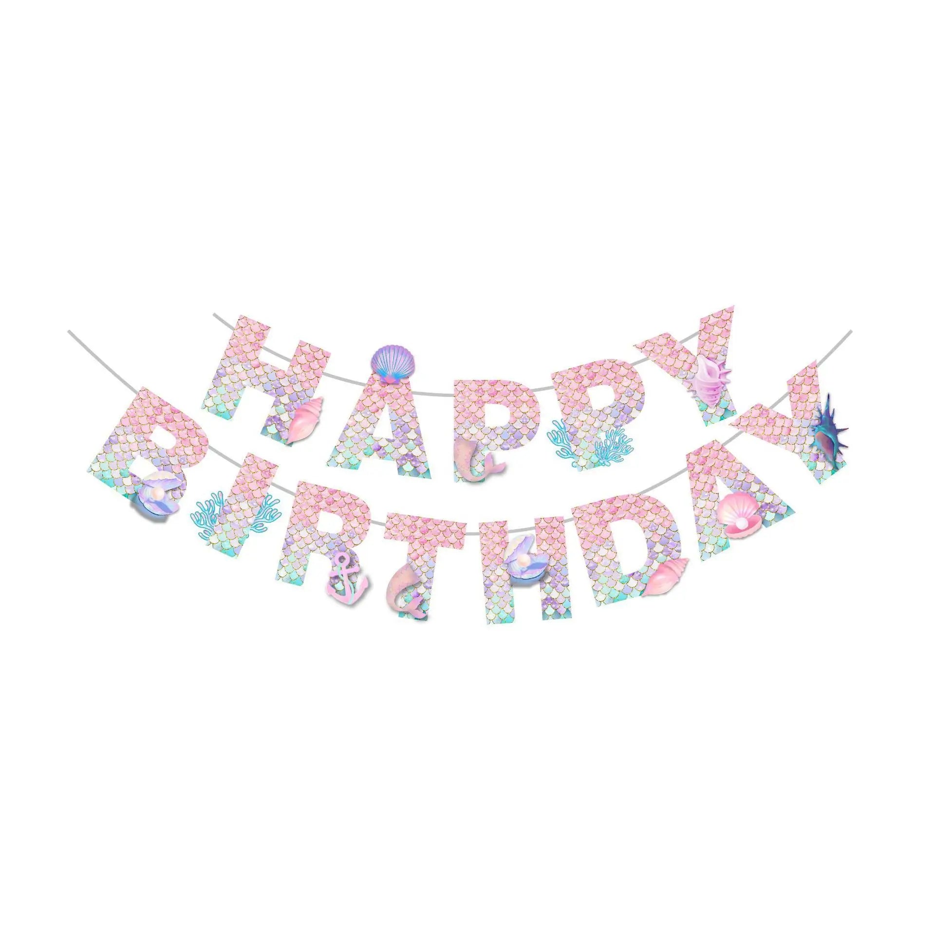 Mermaid Scales Pattern Party Supplies — Disposable Tableware Decor Set