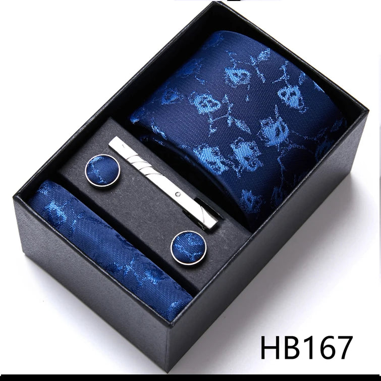 VanGise Men's Necktie Set — Business Tie, Cufflinks, and Pocket Square Kit
