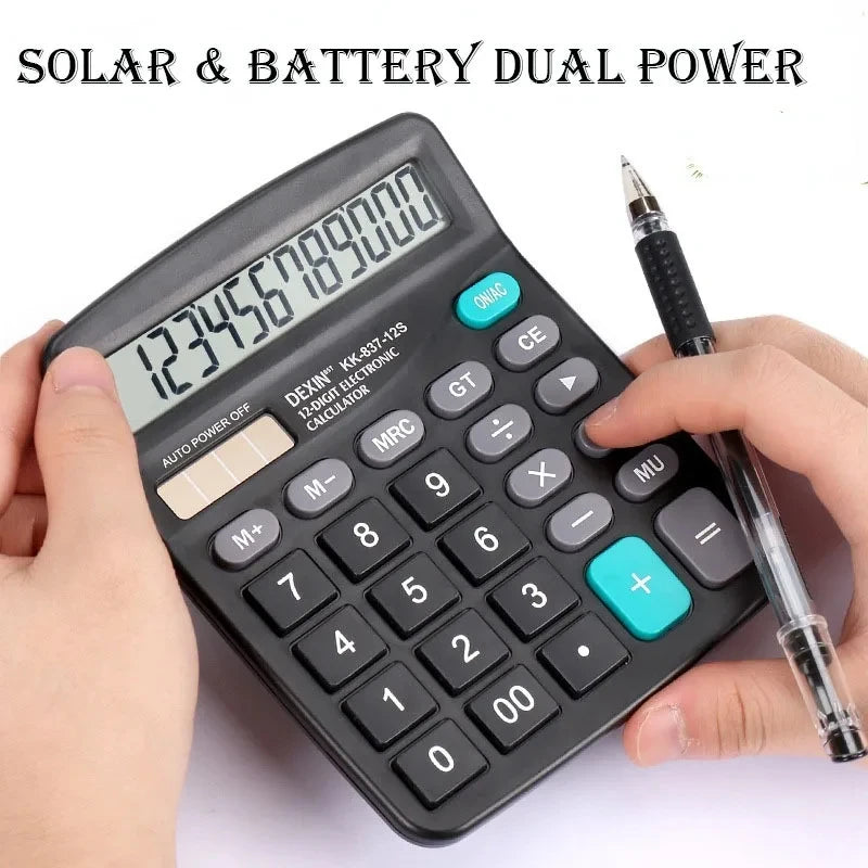 Firsting 12-Digit Large LCD Calculator — Dual Power Desktop Office Tool