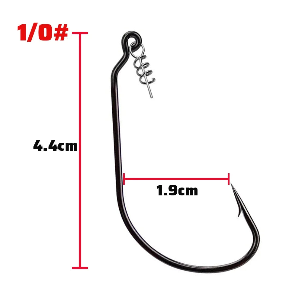 GOBAIT Screw Lock Offset Worm Hooks — Sharp Wide Gap Fishing Tackle