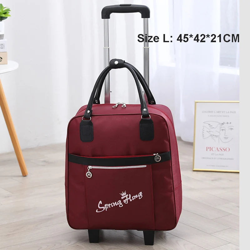 Rolling Travel Luggage Bag — Waterproof Oxford Cloth Suitcase with Wheels