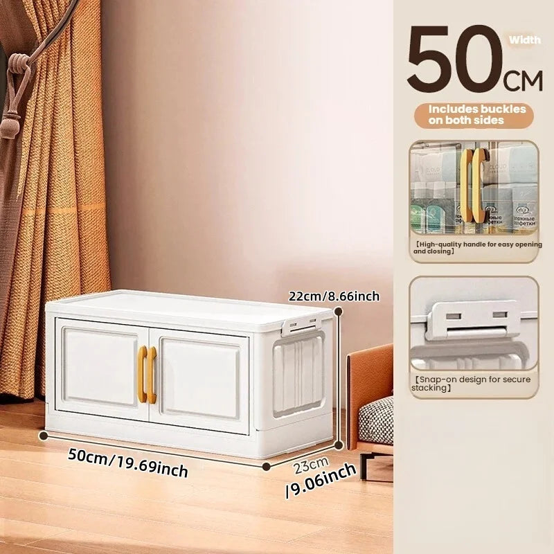 Foldable Double-Door Storage Cabinet — Space-Saving Floor Standing Organizer