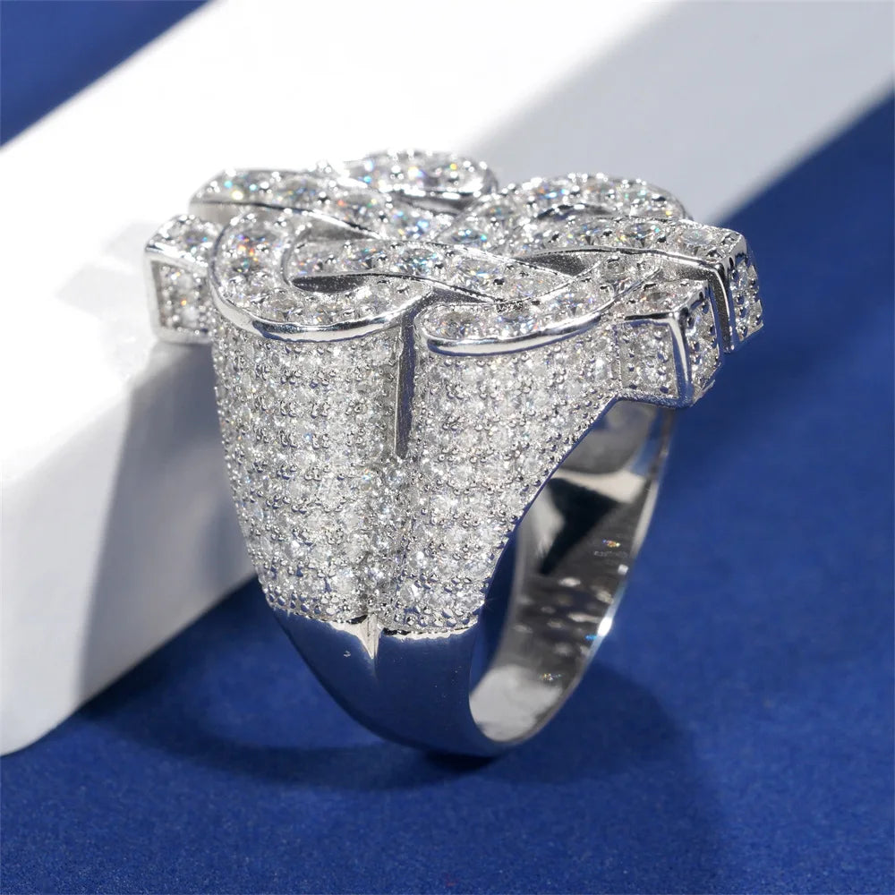 LYEE CYEE Moissanite Dollar Sign Ring — Iced Out 925 Sterling Silver Band