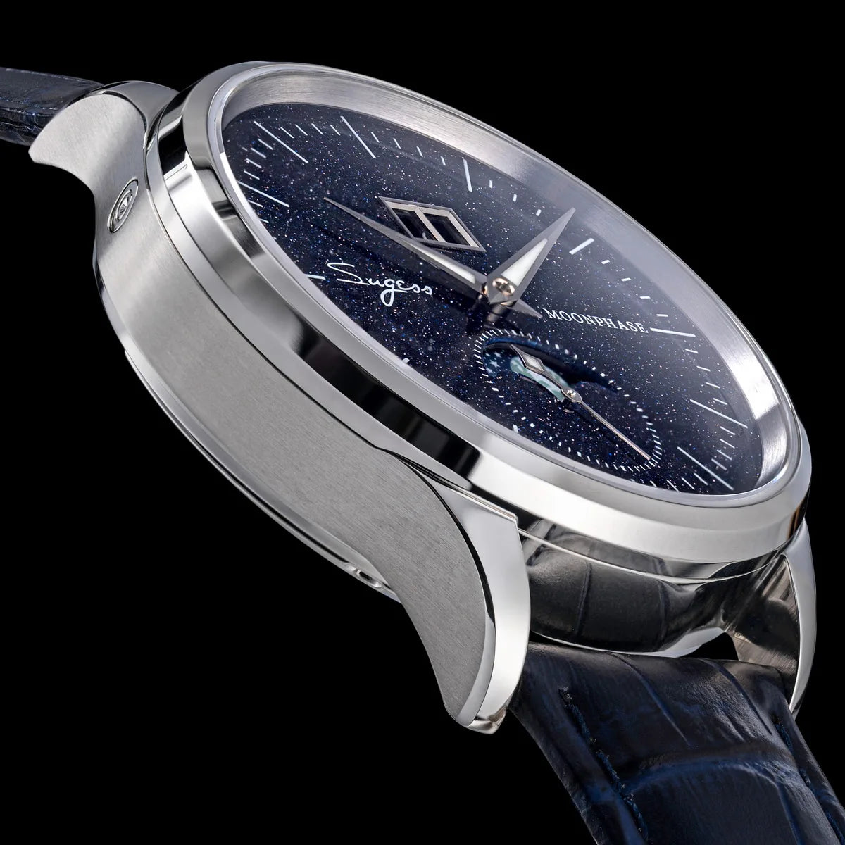 SUGESS Men's Moonphase Watch — Automatic Mechanical Blue Sandstone Dial