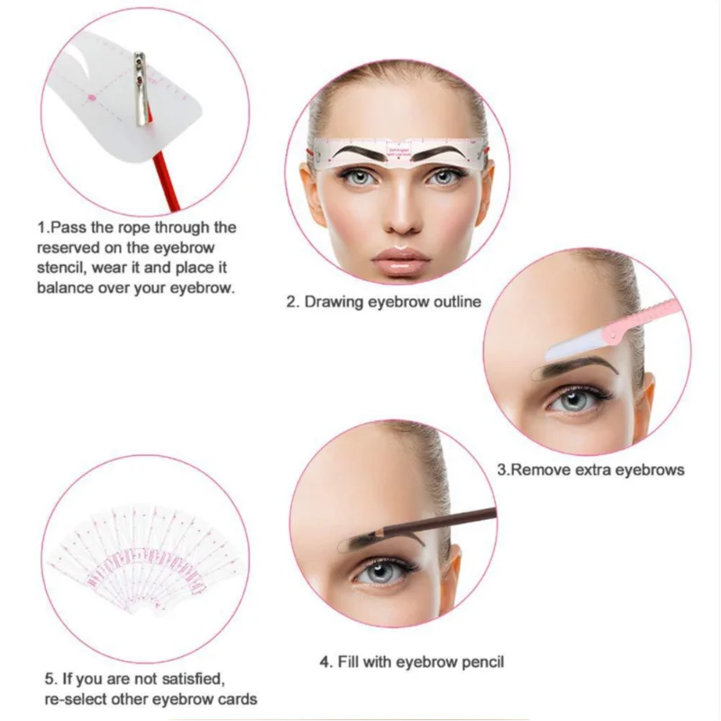 Eyebrow Stencil Set — Reusable Makeup Guide for Perfect Brows